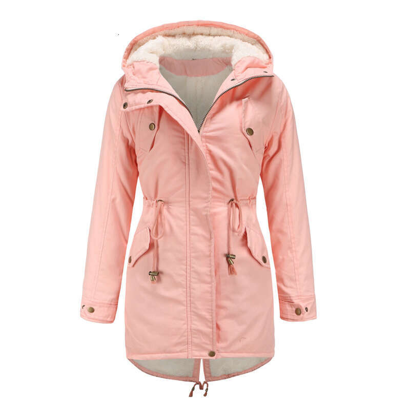 Quanss Winter Jacket Women 2021 New Fashion Hooded Parkas Outwear Pockets Plus Size Fleece Thick Warm Female Padded Coats L-5Xl
