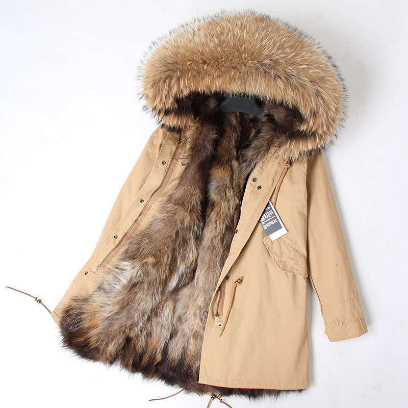 Plus size winter coat women's long real fur jacket women's thick natural leather collar parka coat
