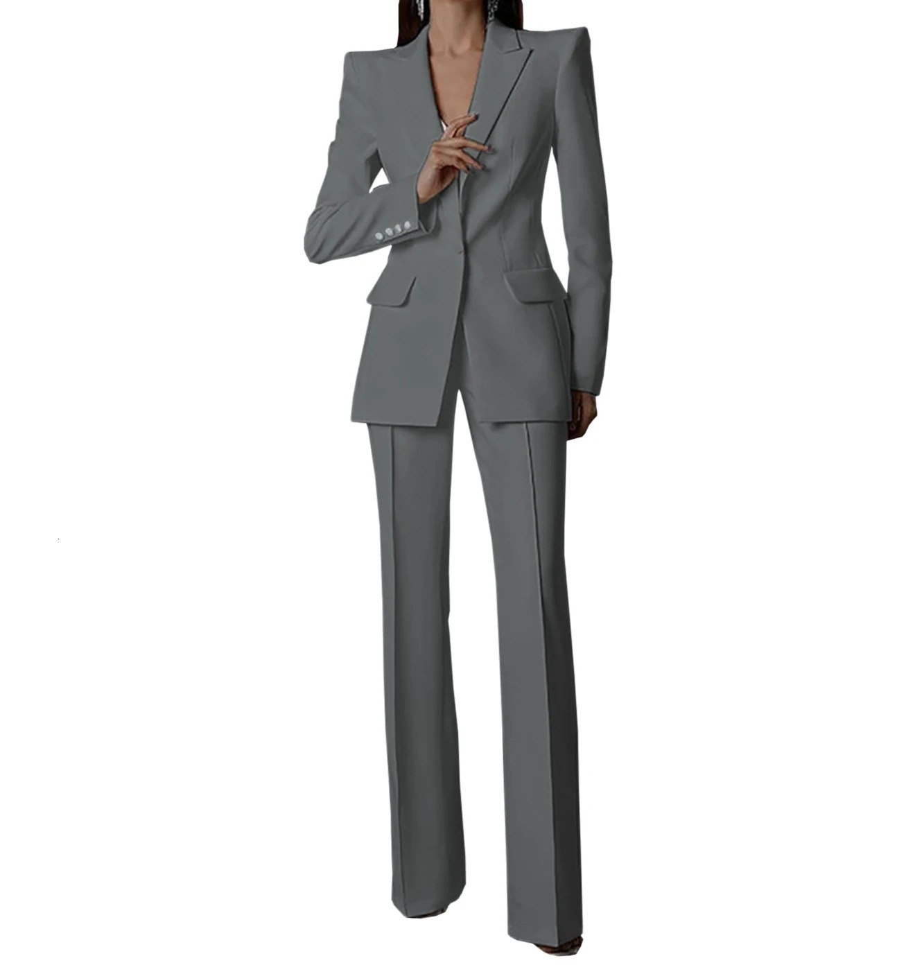 White womens suit pants tight fitting set 2-piece jacket pants single chest evening dress party custom womens clothing 241011