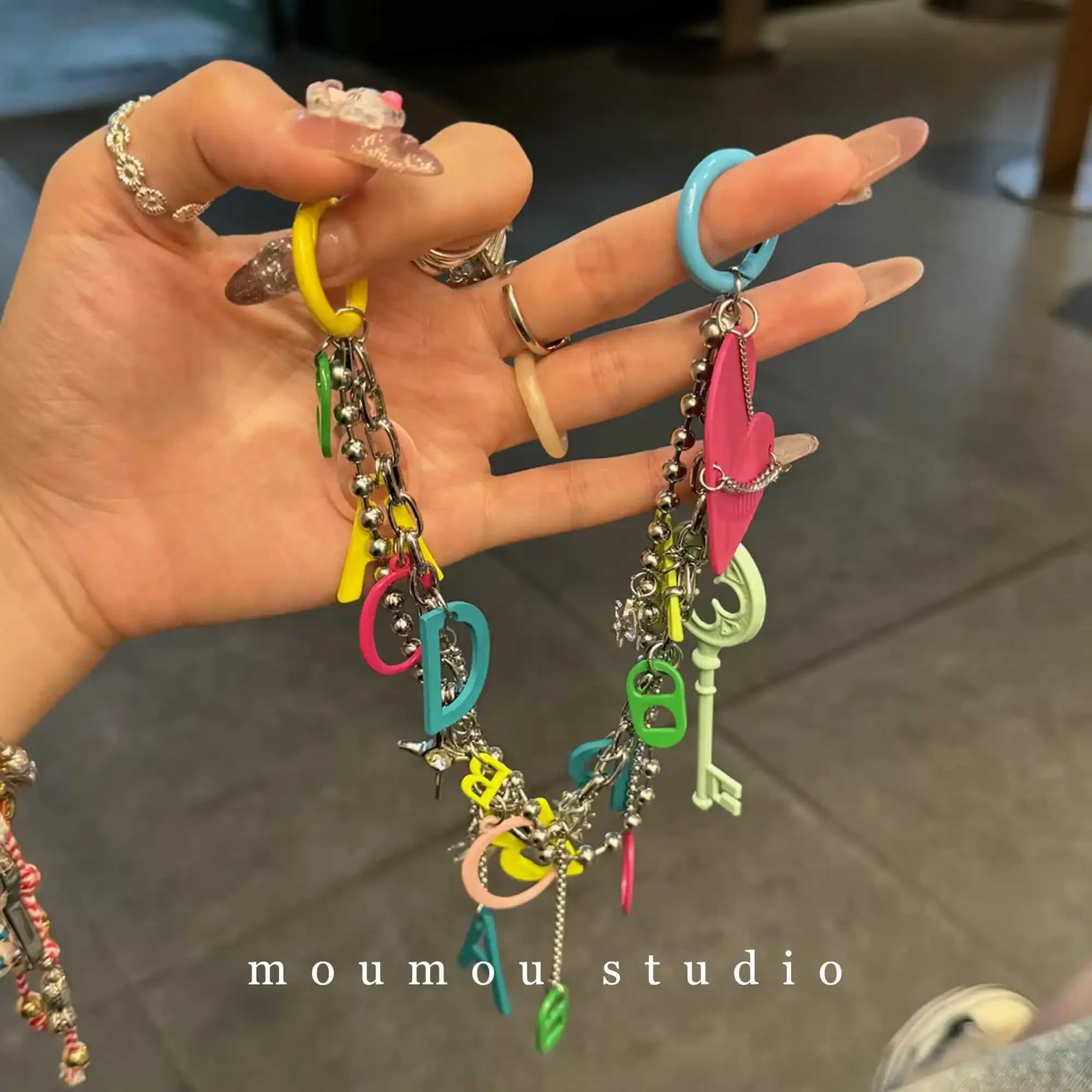 3 Colored Letters Elements Bag Pendant Mobile Phone Chain Keychain Couples Gift Fashionable Accessorie 241008 4