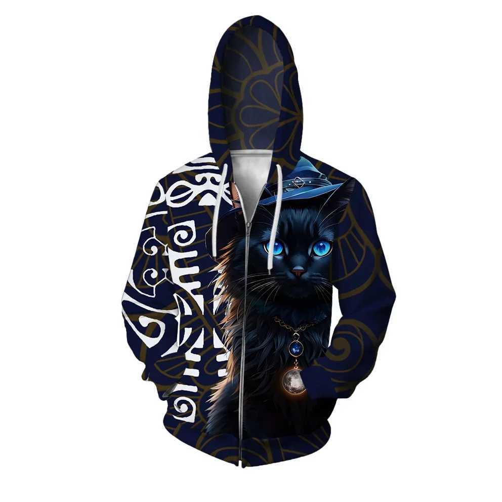 Autumn mens zipper hoodie Y2k mens casual hoodie rabbit sportswear cat fashion printed hoodie mens sportswear Y241016