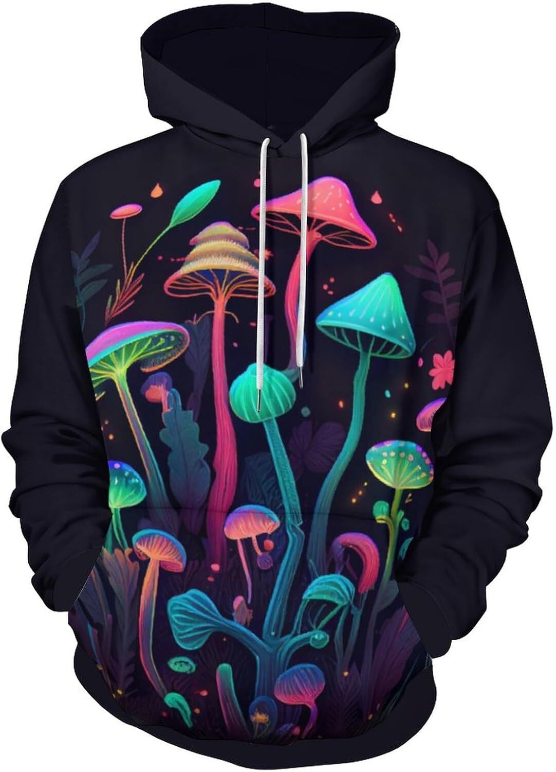 Hoodie for Mens Womens Mens Funny Wild Fungus Rainbow Mushroom Hoodies Vintage Art Sweatshirt Hoodie Graphic Hoodies sweatshirt Pullover Long Sleeve