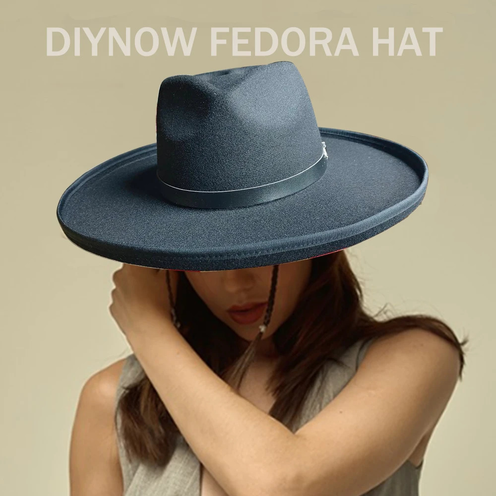 Fashionable Fedora Big Brim Felt Hat Panama Mens Jazz Hat Love Top Package Gentleman Elegant Hat 241011