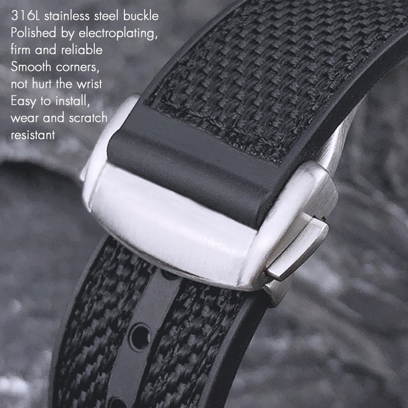 19mm 21mm 22mm curved end nylon rubber strap suitable for 20mm 300 AT150 241015