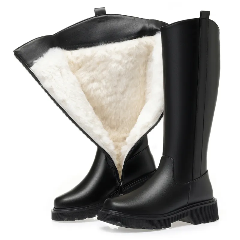 Winter Womens Boots Female Genuine Leather Over The Knee New Wool Warm Boot High Platform Large Size 41 42 43 Women Snow Boots