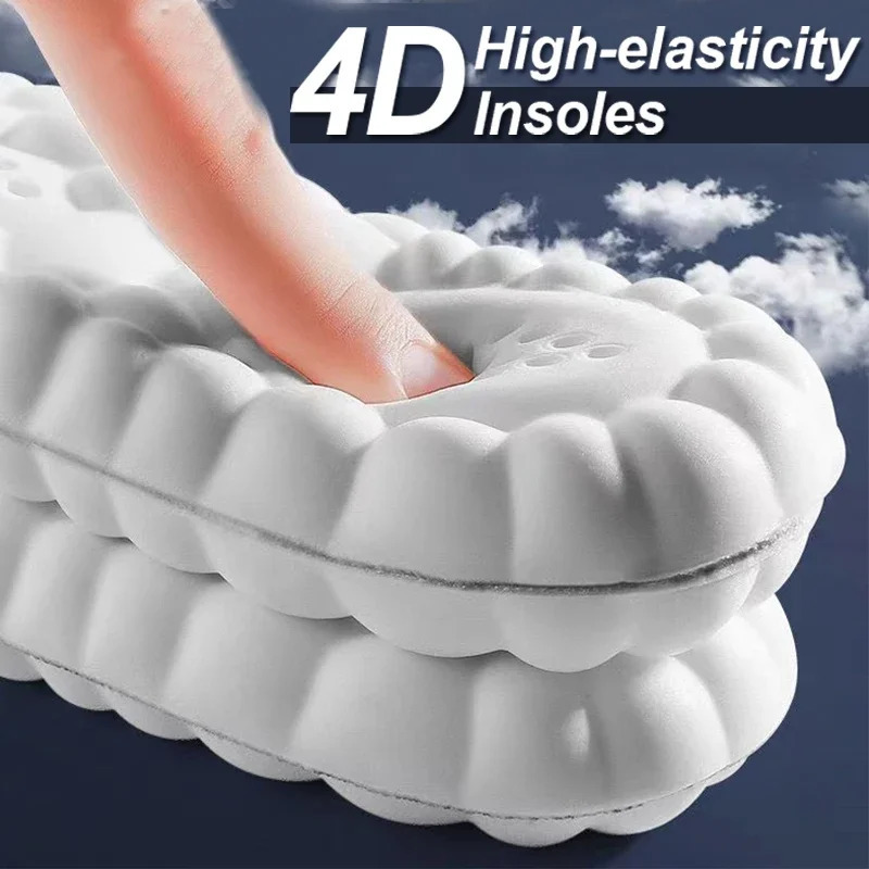4D Super Thick Memory Foam Insoles Breathable Mesh Sweat Absorption Shoe Pads Sports Running for Shoes PU Sole Orthopedic Insole 241016