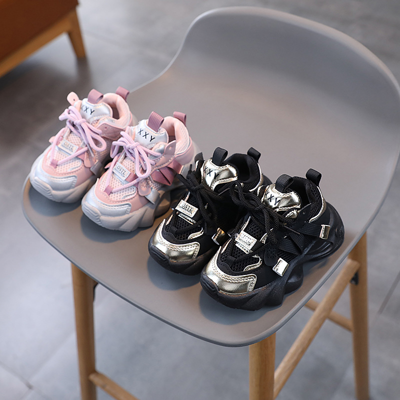 Youth Sneakers Mesh Material Girl Boy Soft-soled Non-slip Running Shoes Cutefeet Korean Style Kids Shoes Big Sizes 22 - 37