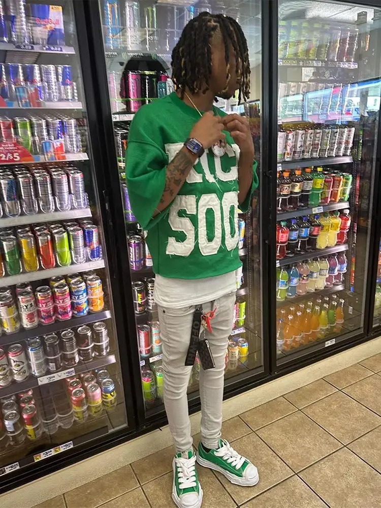 Rich Soon print O-neck mens fashionable short sleeved loose shirt top Y2k street Harajuku hip-hop casual T-shirt 241015