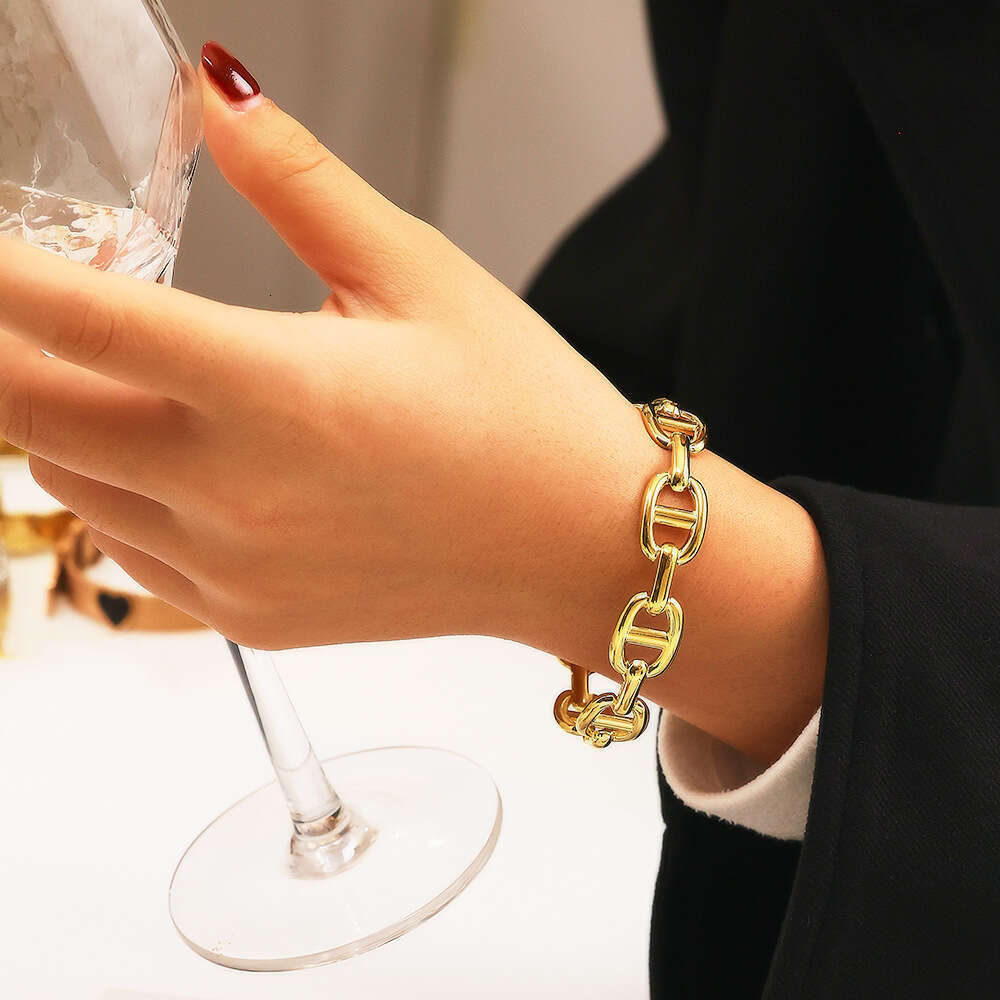 Gold Irregular Titanium C-shaped Opening Stainless Steel Adjustable Bracelet for Women Christmas gifts for girls
