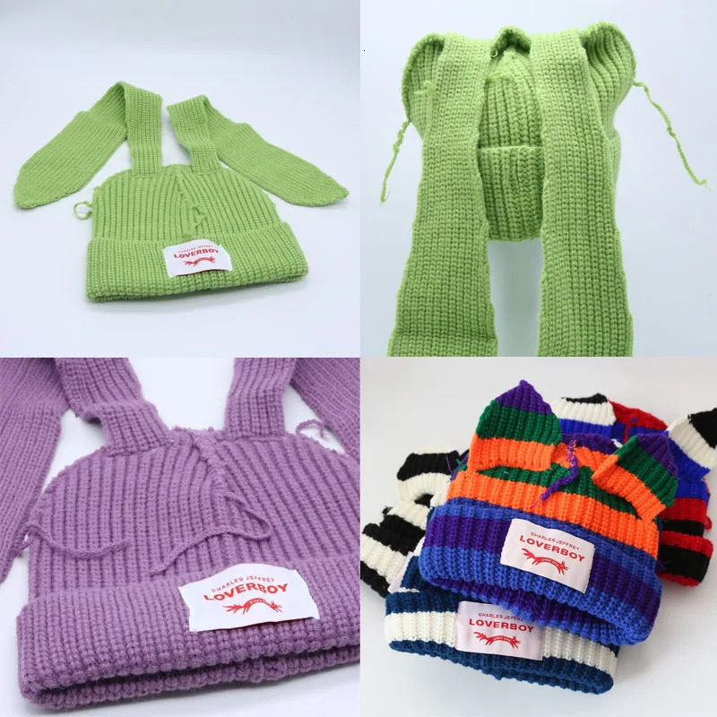 Long fox Ears Knitted Hat Men Women Rabbit Ear Warm Crochet Beanies Kpop Hip Hop Hat Winter Skullies Cap Y2k Christmas Gifty 241016