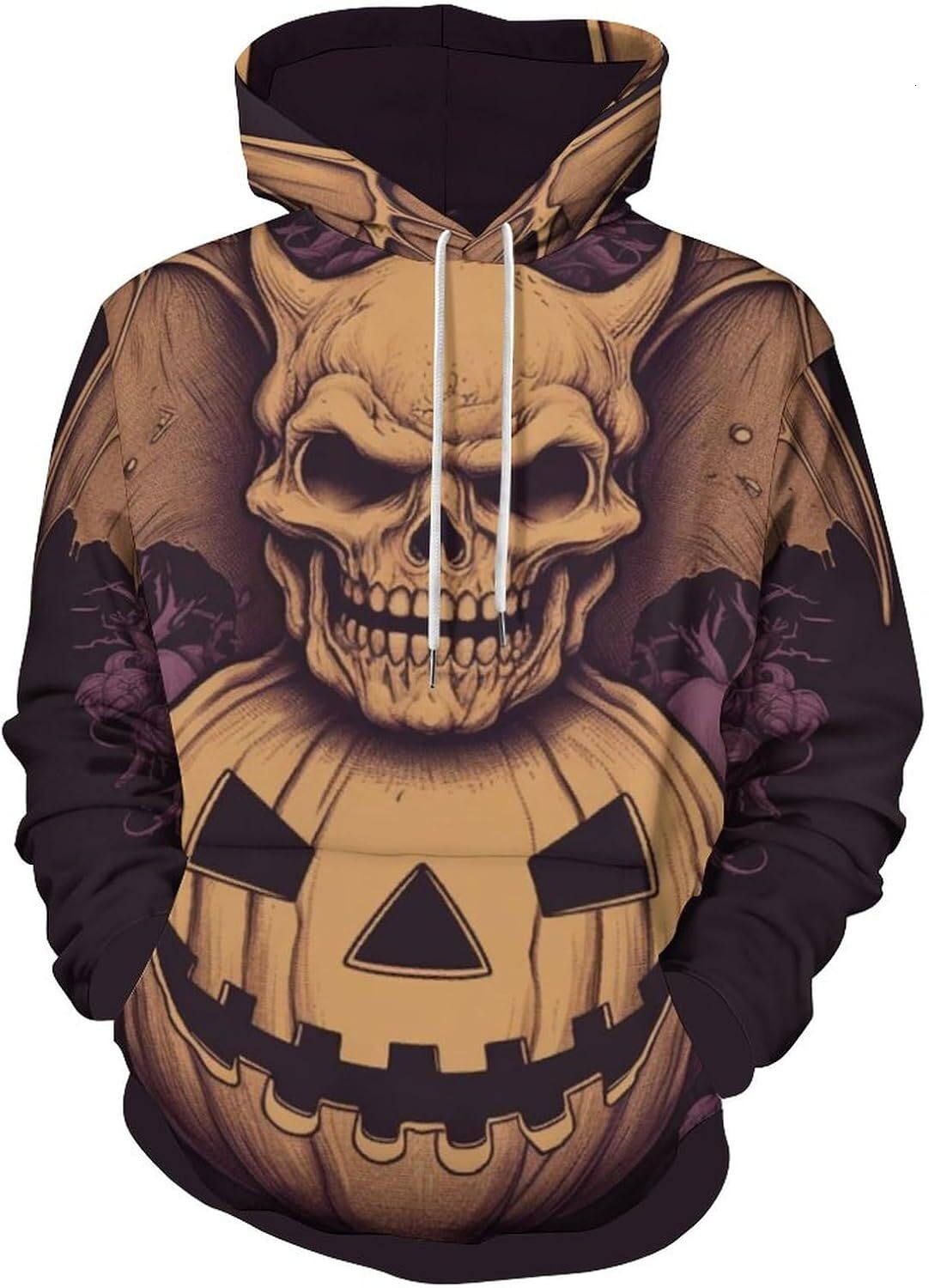 Hoodie for Mens Womens Vintage Pumpkin Halloween Sweatshirt Hoodie Men Darkness Death Skull Casual Long Sleeve Hoodie Graphic Fashion Trends