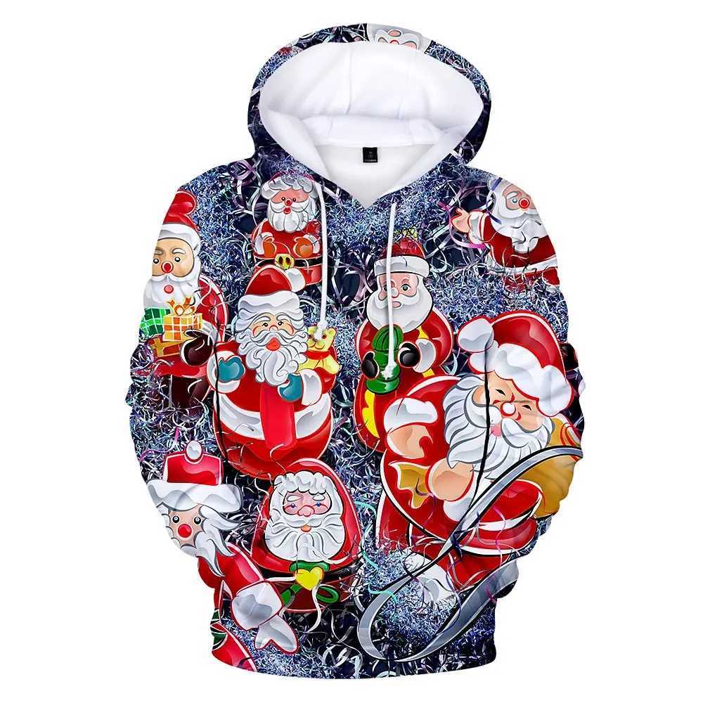 Christmas Mens Funny Sweatshirt Unisex 3D Printed Winter Snowman Santa Claus Printed Hoodie Harajuku Fashion Pullover Y241016