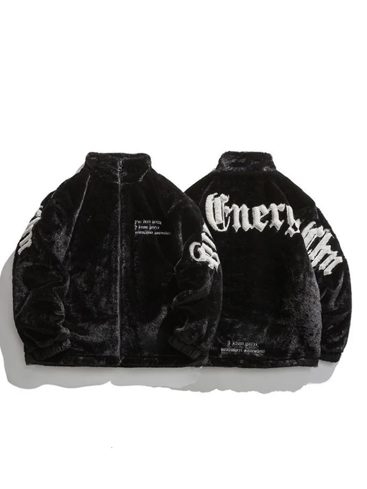 Gmiixder Mink Fur Standup Collar Embroidered Padded Jacket Men Winter Casual Thickened Coat Unisex Warm Streetwear 241008
