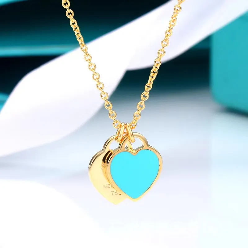 Designer Double Heart Tag Pendant Necklaces 18k Gold 925 Silver New Designer Love Heart-shaped for Gold Sier S Earrings