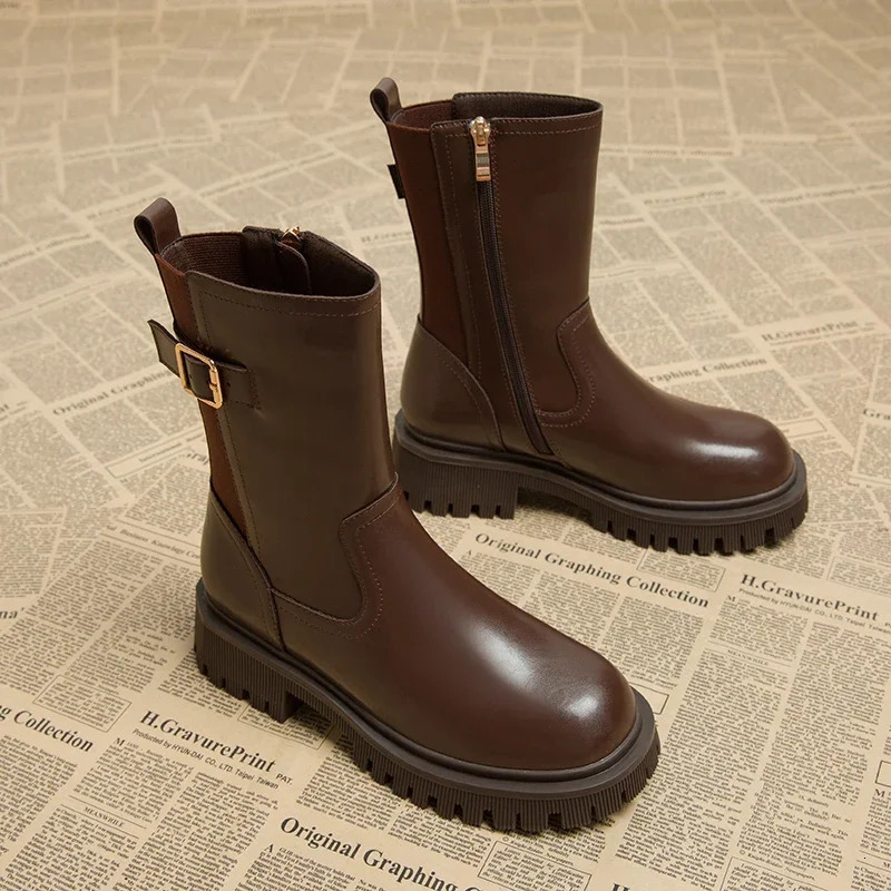 Women Ankle Boots Fashion Eelgant Side Zippers Shoes Vintage Square Heels Autumn Winter Ladies Booties 241016 0d8f