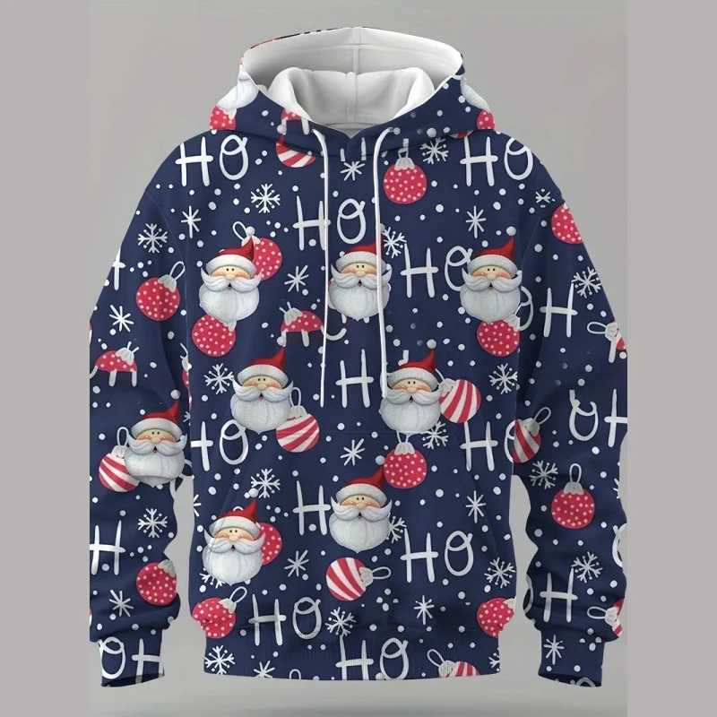 Interesting Santa Claus graphic hoodie fashionable autumn long sleeved mens 3D printed Christmas hoodie casual streetwear womens sportswear Y241016