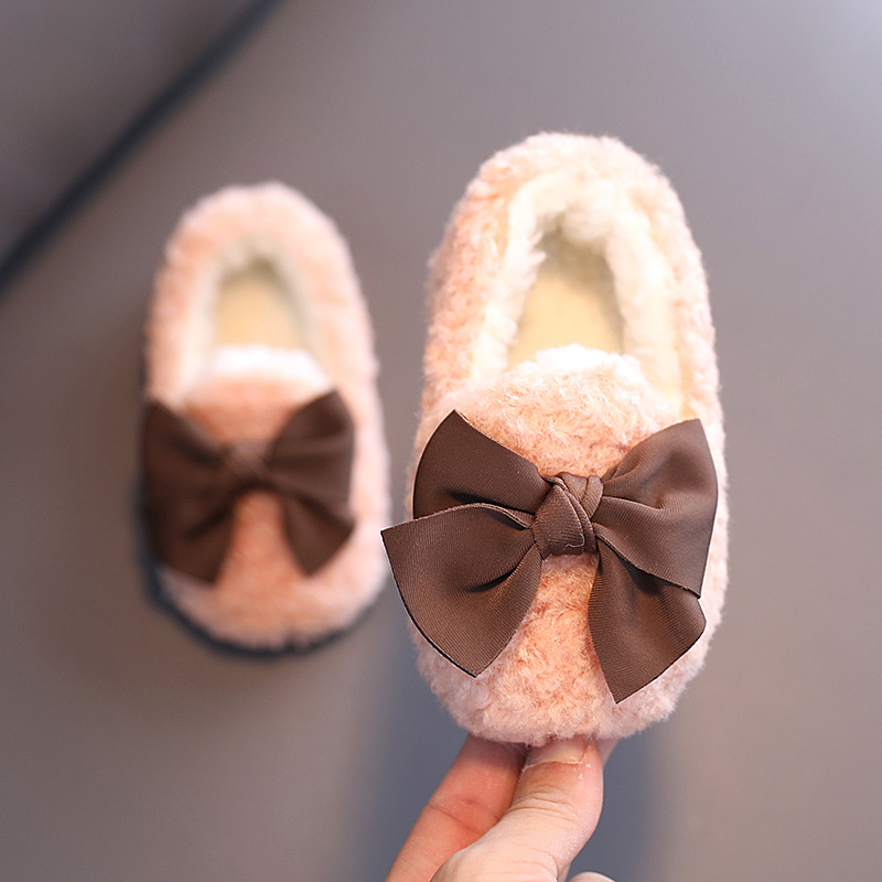 Girls Winter Shoes Big Bow Cute Tie Baby Toddler Casual Shoes Cutefeet Children Slip-on Flats Kid Cotton-padded Warm Fur Enfant Princess Shoes Sizes 2