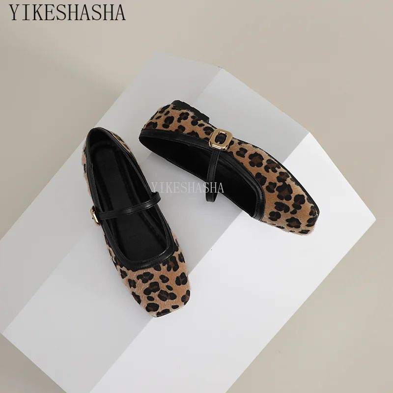 Fashion Womens Round Toe Leopard Print Casual Breathable Slip-on Flat Outdoor Ladies Mary Jane Shoes SYDanne 241016