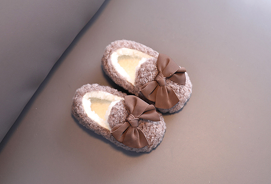 Girls Winter Shoes Big Bow Cute Tie Baby Toddler Casual Shoes Cutefeet Children Slip-on Flats Kid Cotton-padded Warm Fur Enfant Princess Shoes Sizes 2