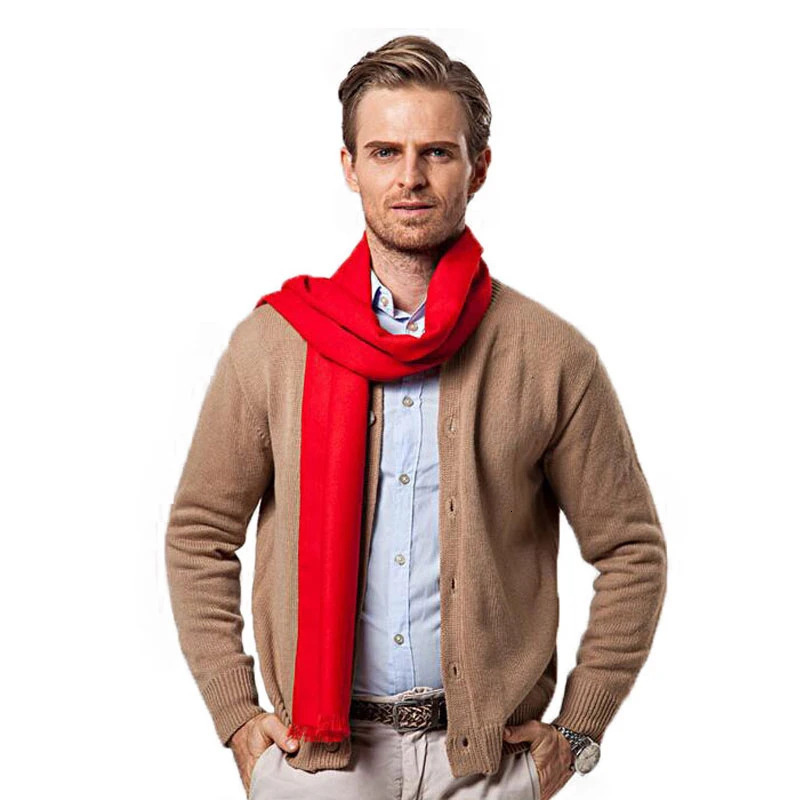 Fashion Winter Solid Color Men Red Scarf Style Wool Soft Cashmere Scarves Cachecol Masculino Inverno Shawl 241016