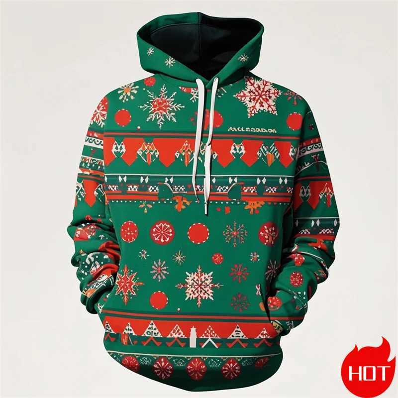 Winter fashion 3D Christmas decoration mens printed hoodie Santa Claus graphic hoodie retro sportswear mens clothing Y241016