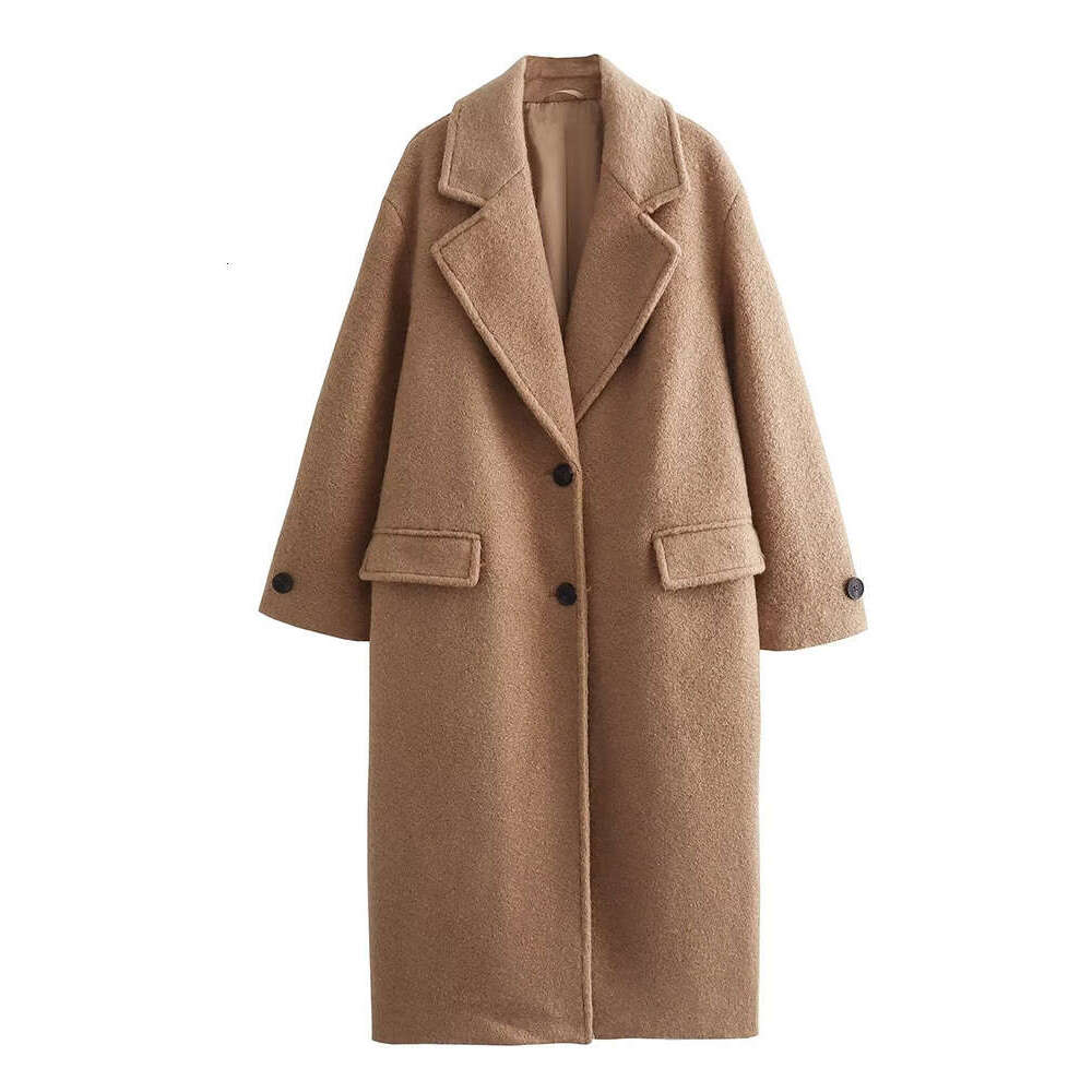 Chinchilia Woolen Coat 2024 Autumn Winter New Fashion Notched Single Breasted Female Overcoat Long Sleeve Casual Lady Outwear