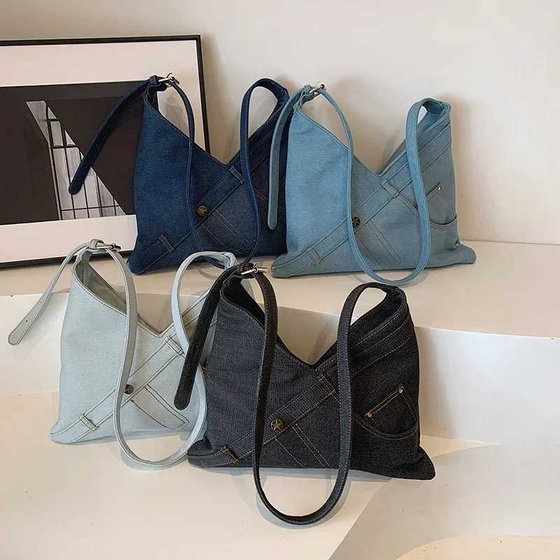 New Denim Zipper Large Capacity Ladies s Shoulder Bag 2024 High Quality Fashion Casual Versatile City Commuter Crossbody 241016