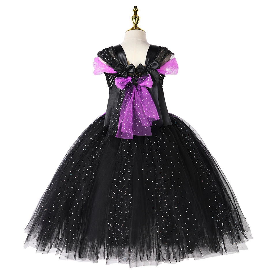 Halloween Girls LED Light Up Witch Costume Bat Tutu Dress Cosplay Carnival Disguise Party Toddler Kids Handmade Ball Gowns 241015