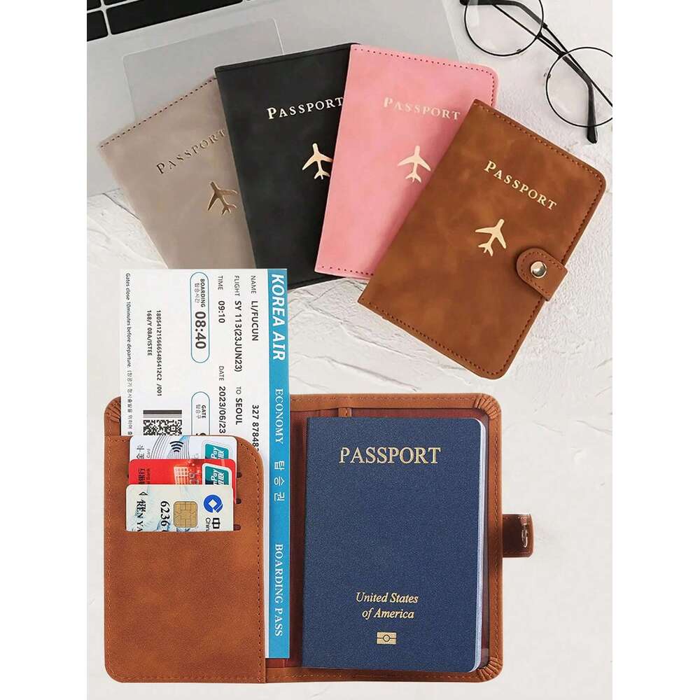 Passport Holder, PU Leather Passport Cover Slim Passport Wallet with Buckle, Portable Men Women Passport Case Travel Wallet Travel Pouch for Passport 