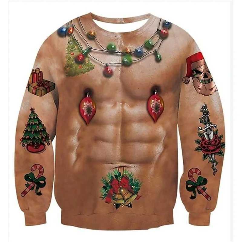 Unisex mens Christmas sweater 3D printed with funny graphics pullover sweater hoodie party oversized sweatshirt Y241016