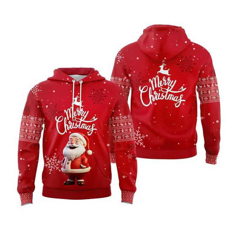 3D fully printed mens Christmas hoodie and womens Santa Claus graphic hoodie top loose oversized rally sweatshirt mens clothing Y241016