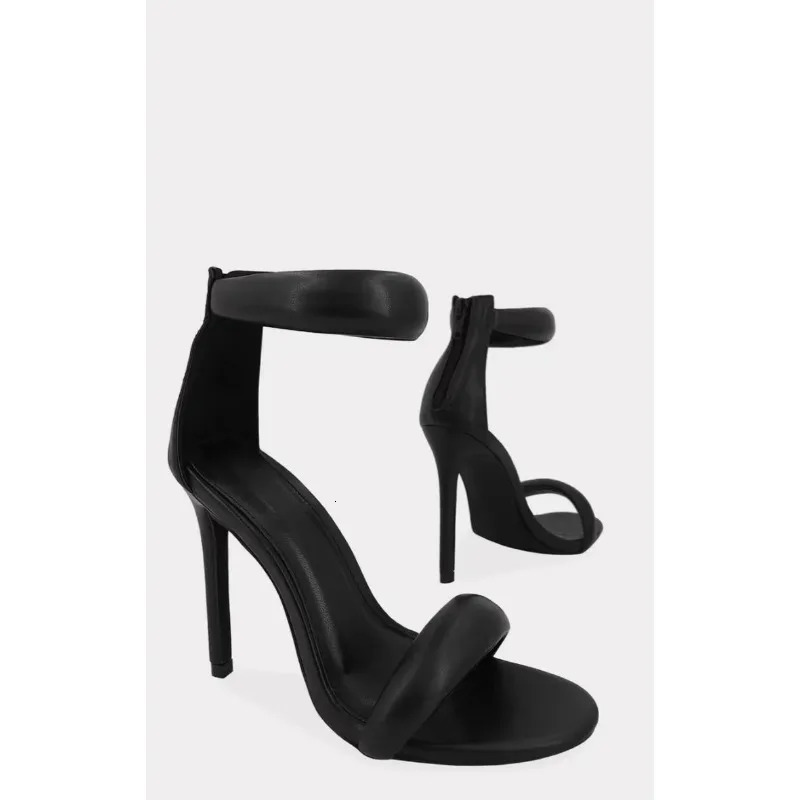 Sandal 2023 Concise Style Onestrap Sandals for Girl Sexy Stiletto Heel Back Zip Cover Heels Summer Sandalias Gold