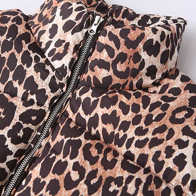 Womens winter vintage leopard print cotton jacket fashionable long sleeved Parkas womens jacket top new jacket M241011