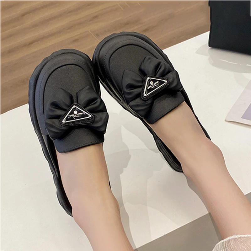 Fashion Women Slippers New Bow Platform Lady Commute Casual Sandals Baotou Thick Soled Shoes Comfortable Soft Sole Shoes Female