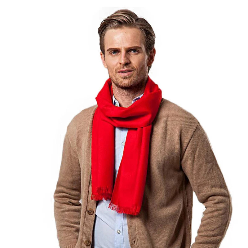 Fashion Winter Solid Color Men Red Scarf Style Wool Soft Cashmere Scarves Cachecol Masculino Inverno Shawl 241016
