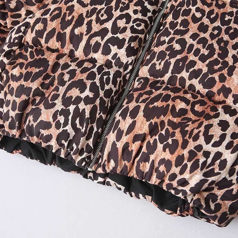 Womens winter vintage leopard print cotton jacket fashionable long sleeved Parkas womens jacket top new jacket M241011