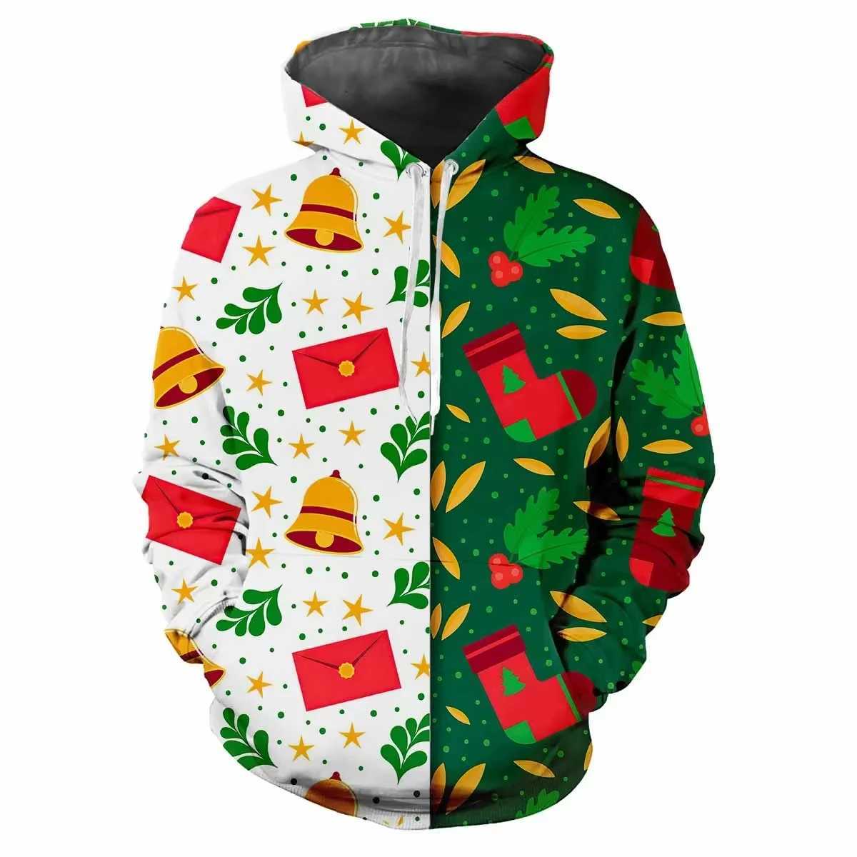Christmas Mens 3D Printed Mens Long Sleeve Hoodie Sweater Fashion Autumn Mens Christmas Hoodie Mens Hoodie Y241016