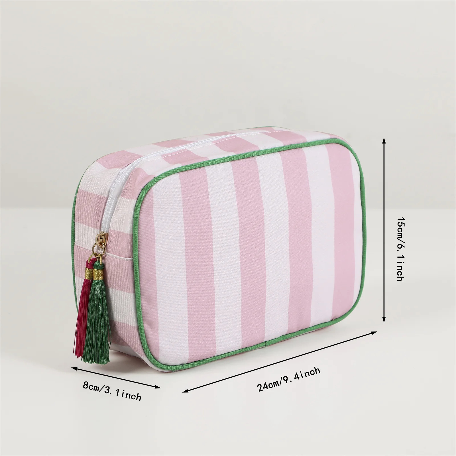2025 NEW Striped Portable Cosmetic For Women Tassel Zipper Makeup Bag Large Capacity Storage Pouch Bags 241016 zhanyishengli