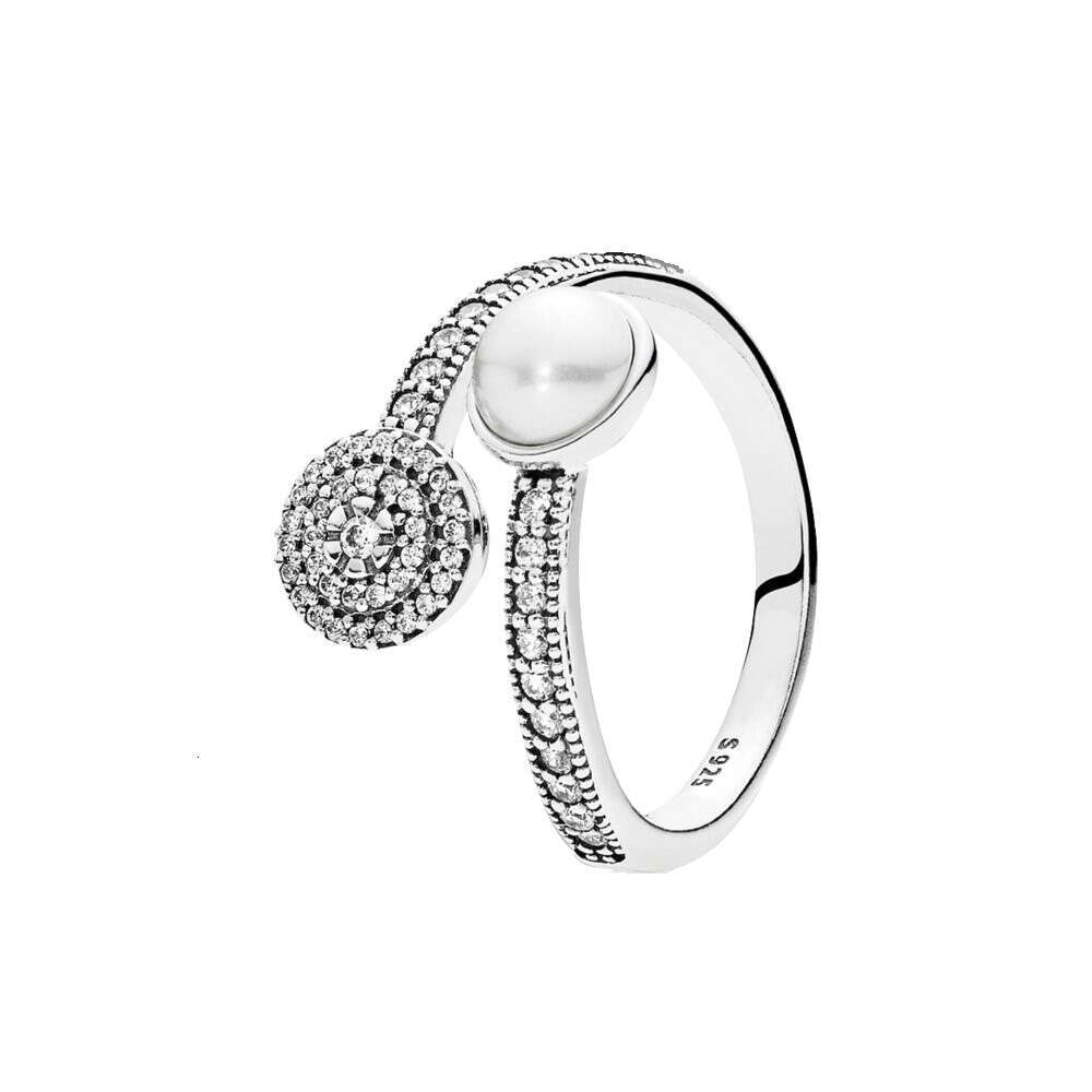 925 Sterling Silver Rose Gold Heart Moon Pearl Clover Clear Zircon CZ Open Rings For Women Anniversar Wedding Jewelry Gift designer rings for women me