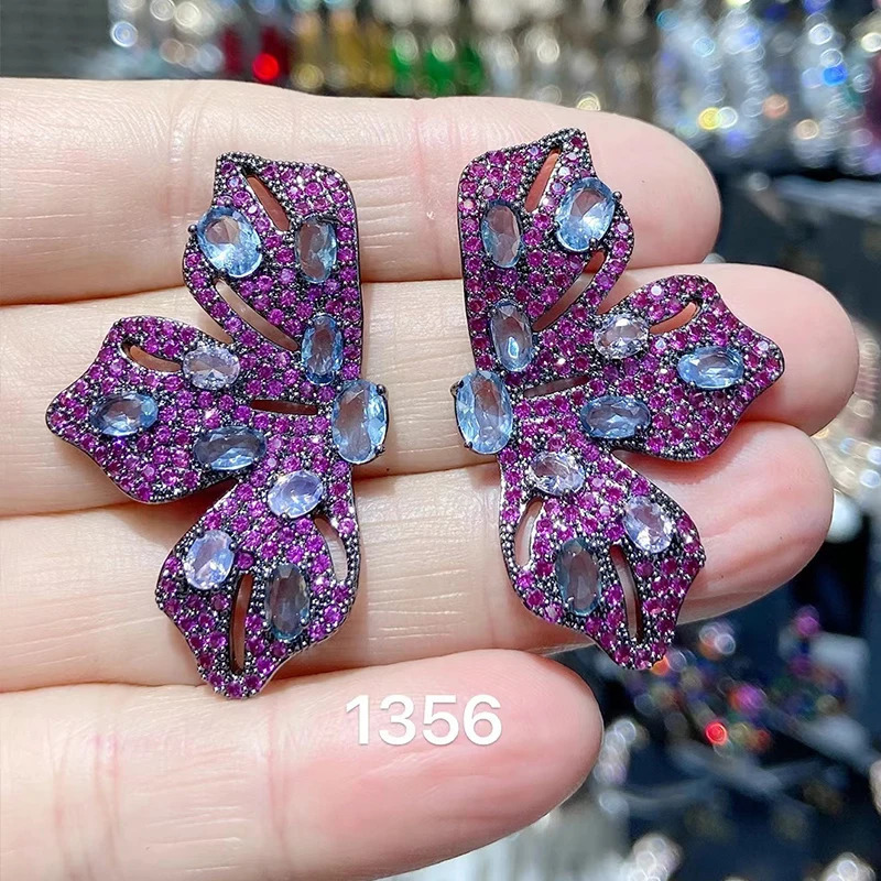 Womens Earrings Jewelry Cubic Zirconia Water Drop Hoop Dangle Earrings for Women Party Jewelry Purple Gift 241016