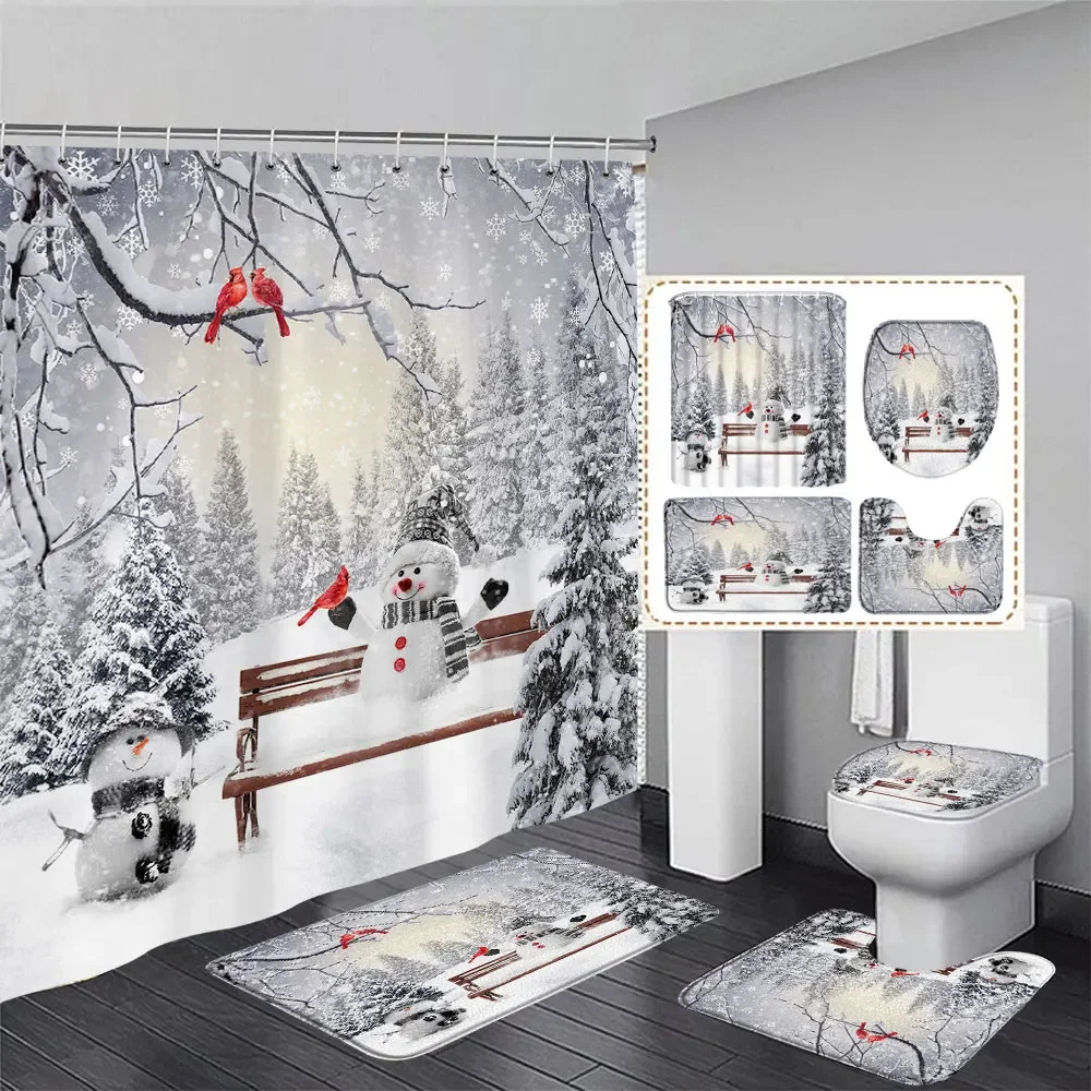Christmas Bathroom Sets with Shower Curtain Rugs Red Truck Christmas Shower Curtains Xmas Bathroom Rugs Christmas Bathroom Deco 241010
