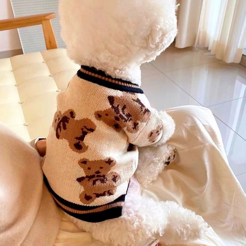 Dog Clothes Chihuahua Pet Striped Cardigan Sweater Bichon Frise Puppy Kitten Warm Coat Cat Accessories Outfit 241010