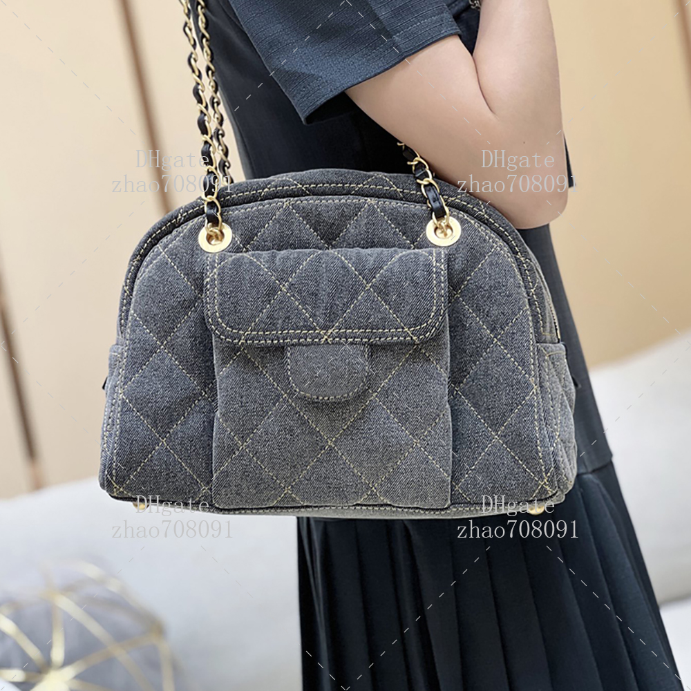 designer bag Bowling bag Top Quality Small 33CM Genuine Leather Woman shoulder bag Luxury Travel bag With box C99