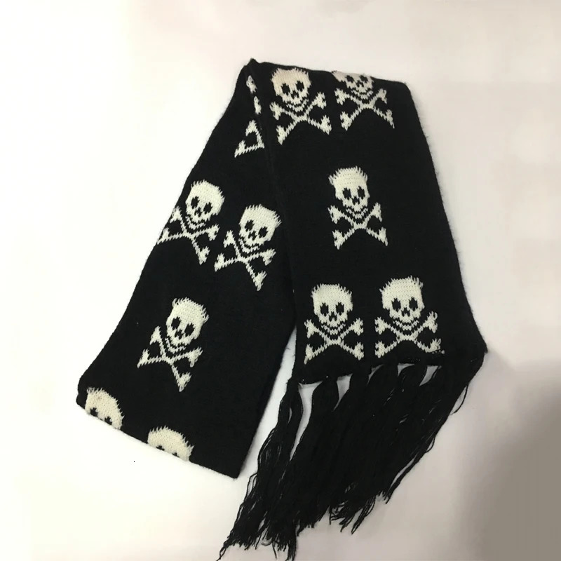 Dragon Skull Scarf Unisex Womens Winter Knitted Pashmina Shawl Black Acrylic Echape Womens Skeleton Packaging with Edges 241007