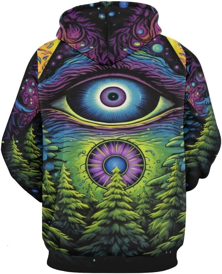 Hoodie for Mens Womens Unisex Novelty Cyclops Mountain Pattern Hoodie Dream Cartoon Printed Mushroom Long Sleeve Pullover Hoodies Graphic