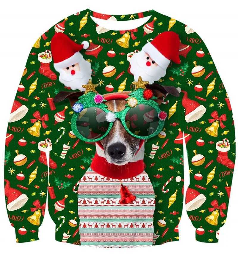 Full printed animal dog cat graphic sports shirt new Christmas happy funny hoodie mens casual oversized sportswear Y241016