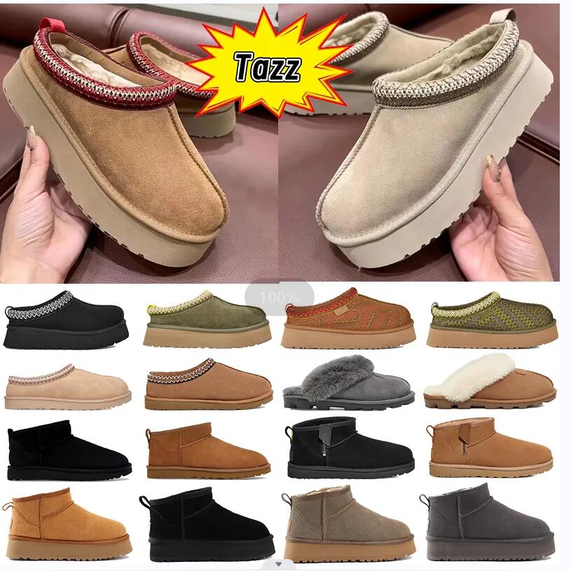 Womens Tazz Slippers Tasman Fur Slides Classic Mustard Seed Ultra Mini Platform Boot Slip-on Les Petites Suede Wool Blend Winter Designer Booties Size 35-44