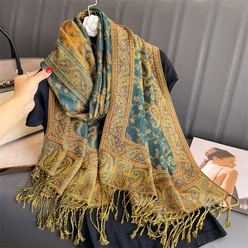 Autumn Cashmere Pashmina Shawl Lady Wrap Warm Winter Scarves n Print Female Foulard Cotton Stoles Scarf 2023 241016