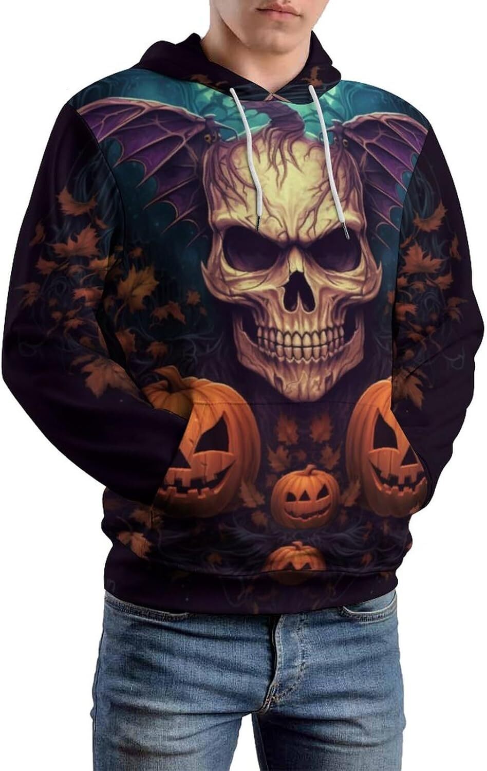 Hoodie for Mens Womens Mens Vintage Skull Hoodie 3D Printed Pumpkin Lantern Pattern Halloween Sweatshirt Hoodie Graphic Fashion Trends