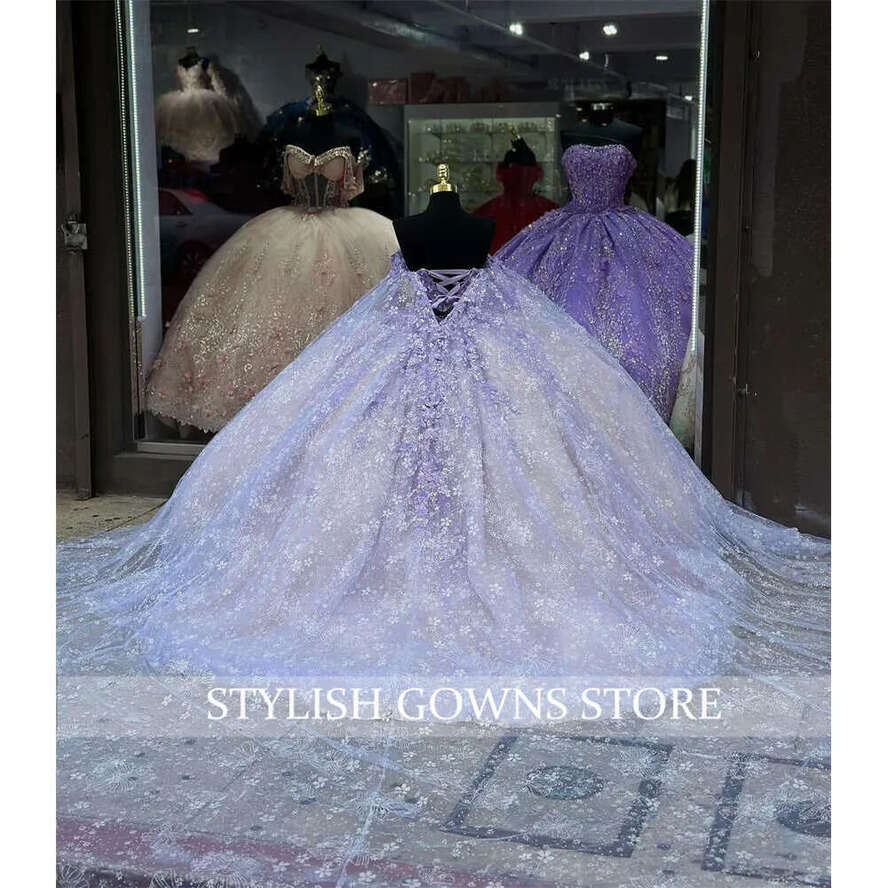 Quinceanera Mexico Purple Sweetheart Dress Beaded Princess Ball Gown For Sweet 16 Applique Birthday Party Prom Dresses With Cape 0627 es